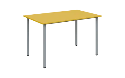 JSB 120N Jídelní stůl 1200 x 800 mm, deska žlutá odio / podnož stříbrná